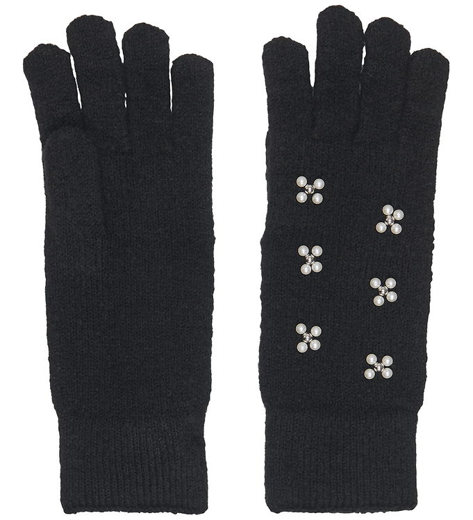 Kids Only Hansker - Strik - KogChyna - Black/Pearl/Flowers