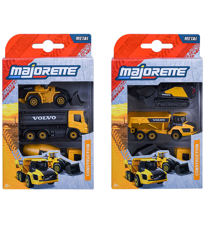 Majorette Arbejdsmaskiner - 3-pak - Volvo - Assorteret