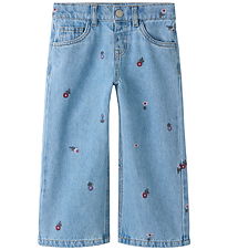 Name It Jeans - NmfRose - Wide - Medium Blue Denim/Flower EMB