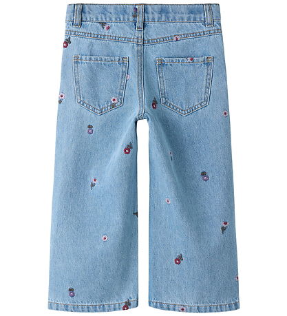 Name It Jeans - NmfRose - Wide - Medium Blue Denim/Flower EMB