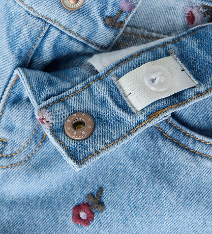 Name It Jeans - NmfRose - Wide - Medium Blue Denim/Flower EMB