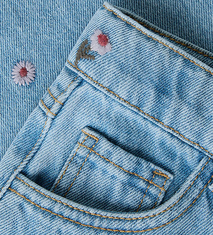 Name It Jeans - NmfRose - Wide - Medium Blue Denim/Flower EMB