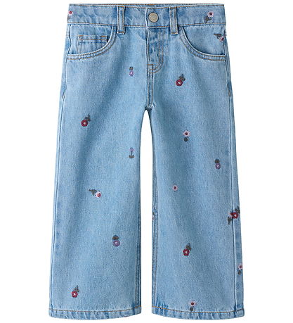 Name It Jeans - NmfRose - Wide - Medium Blue Denim/Flower EMB