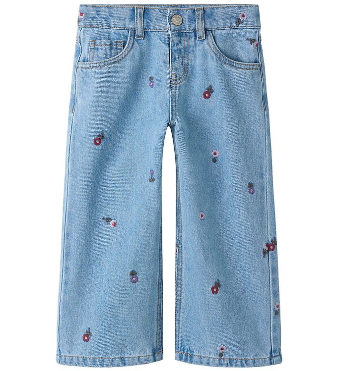 Name It Jeans - NmfRose - Wide - Medium Blue Denim/Flower EMB
