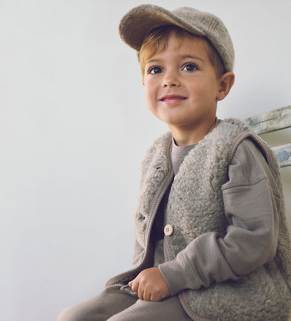 Huttelihut Vest - Uld - Teddy - Camel Melange