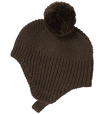 MarMar Babyhjelm - Uld/Bomuld - Aly Pompom - Dark Roast