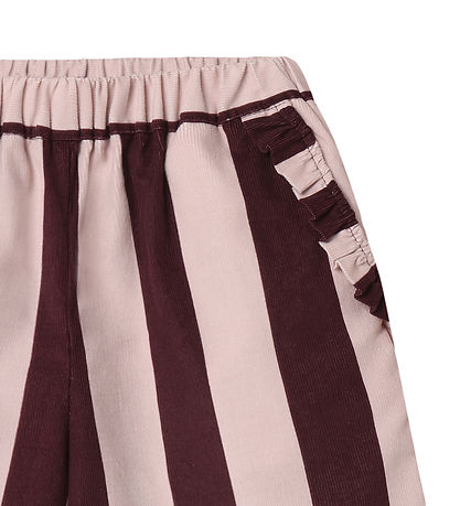 Fliink Fløjlsbukser - Dolly Stripe - Smoke Rose/Burgundy