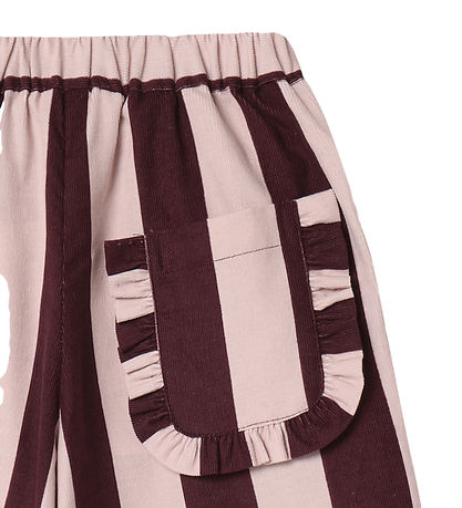 Fliink Fløjlsbukser - Dolly Stripe - Smoke Rose/Burgundy