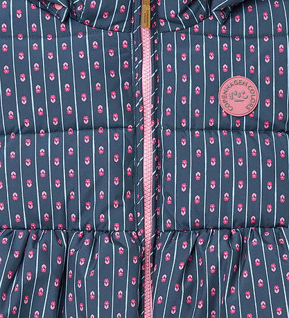 Copenhagen Colors Dynejakke - Long - Noos - Navy Flower Aop