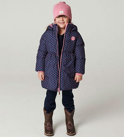 Copenhagen Colors Dynejakke - Long - Noos - Navy Flower Aop
