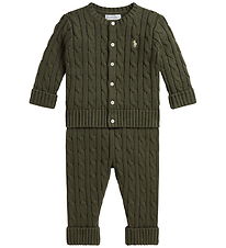 Polo Ralph Lauren Sæt - Cardigan & Bukser - Strik - Cruise Olive
