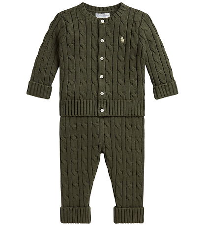 Polo Ralph Lauren Sæt - Cardigan & Bukser - Strik - Cruise Olive