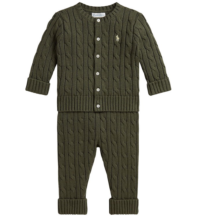 Polo Ralph Lauren Sæt - Cardigan/Bukser - Strik - Cruise Olive