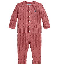 Polo Ralph Lauren Sæt - Cardigan & Bukser - Strik - Canvas Pink