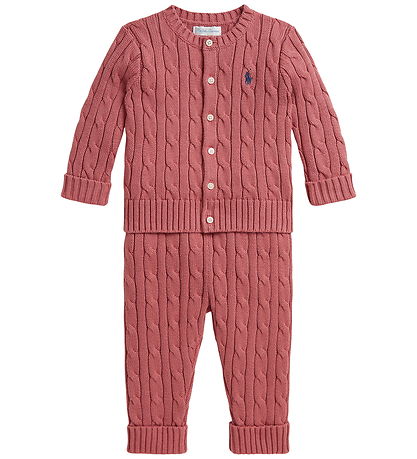 Polo Ralph Lauren Sæt - Cardigan & Bukser - Strik - Canvas Pink