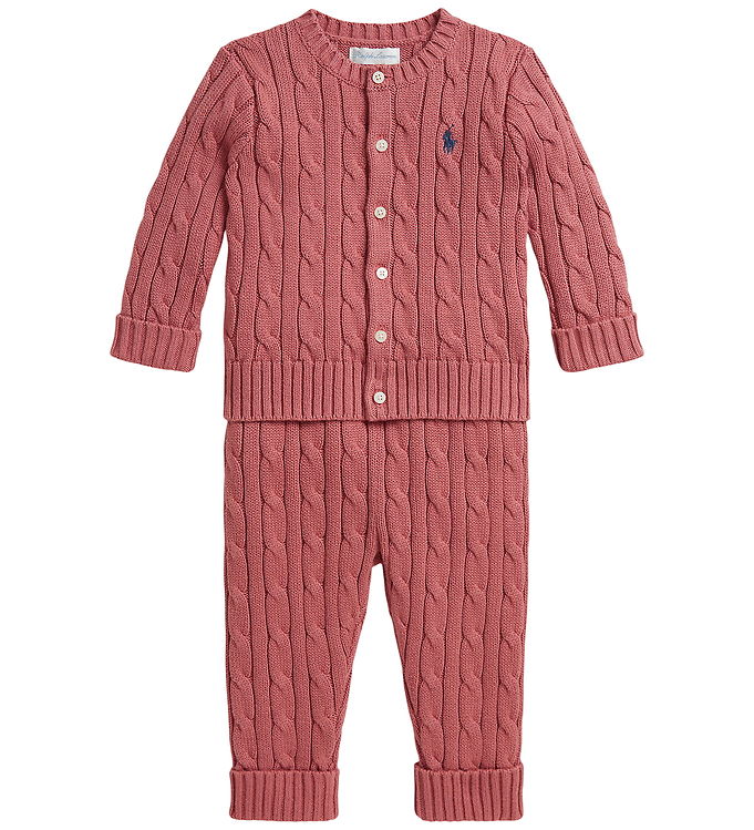 Polo Ralph Lauren Sæt - Cardigan/Bukser - Strik - Canvas Pink