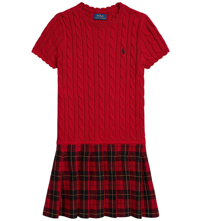 Polo Ralph Lauren Kjole - Strik - Rød m. Tern