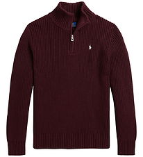 Polo Ralph Lauren Bluse - Strik - Half Zip - Rich Ruby