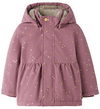 Name It Dynejakke - NmfSnow05 - Wistful Mauve/Foil Hearts