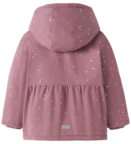 Name It Dynejakke - NmfSnow05 - Wistful Mauve/Foil Hearts