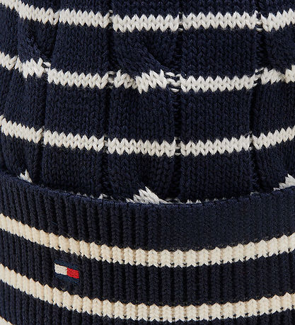 Tommy Hilfiger Hue - Cable Strik - Dark Blue/Ivory Petal Stripe 