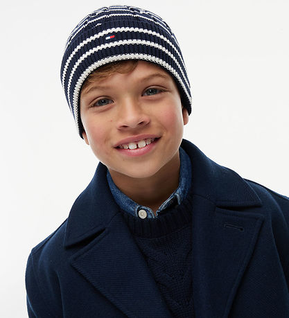 Tommy Hilfiger Hue - Cable Strik - Dark Blue/Ivory Petal Stripe 