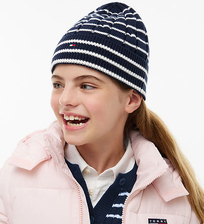 Tommy Hilfiger Hue - Cable Strik - Dark Blue/Ivory Petal Stripe 