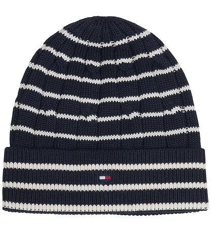 Tommy Hilfiger Hue - Cable Strik - Dark Blue/Ivory Petal Stripe 