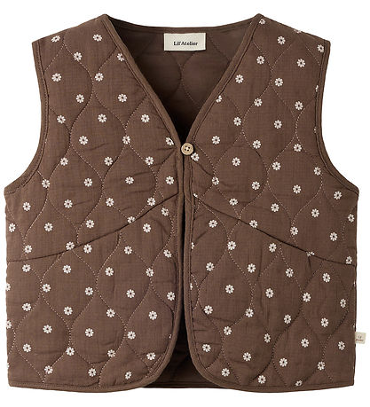 Lil' Atelier Vest - NmfHulla - Teak m. Blomster
