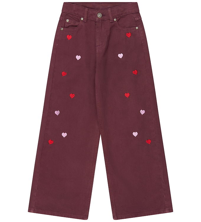 The New Jeans - Wide - Burgundy EMB TN