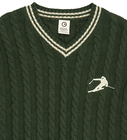 Müsli Vest - Strik - Forest green