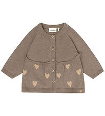 Minymo Cardigan - Strik - Dark Brown Melange