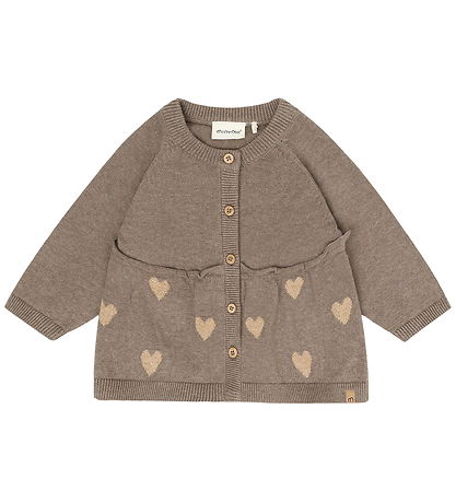 Minymo Cardigan - Strik - Dark Brown Melange