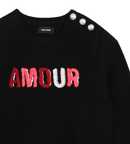 Zadig & Voltaire Bluse - Strik - Sort m. Tekst