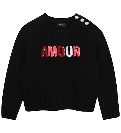 Zadig & Voltaire Bluse - Strik - Sort m. Tekst