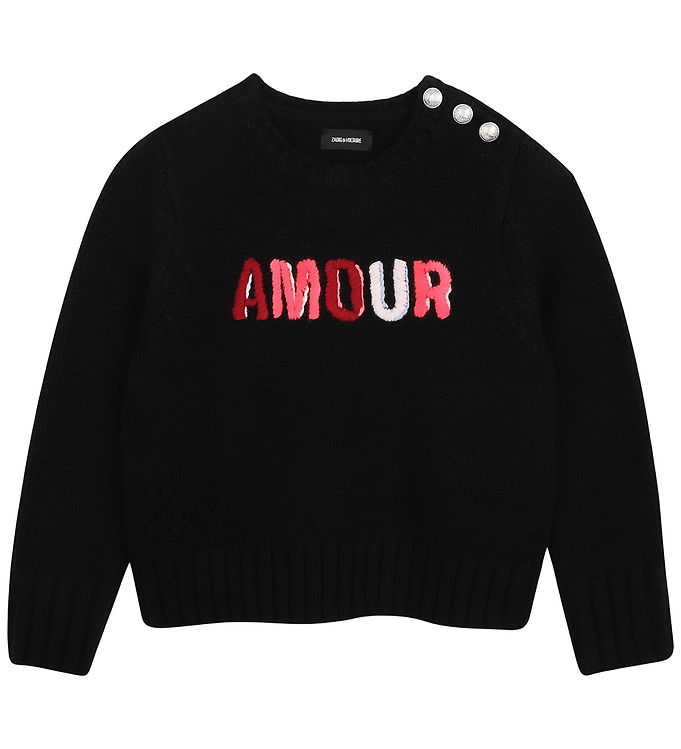 Zadig & Voltaire Bluse - Strik - Sort m. Tekst