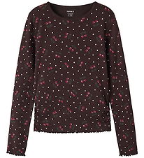 Name It Bluse - Rib - NkfVemia - Chocolate Plum/Cherry
