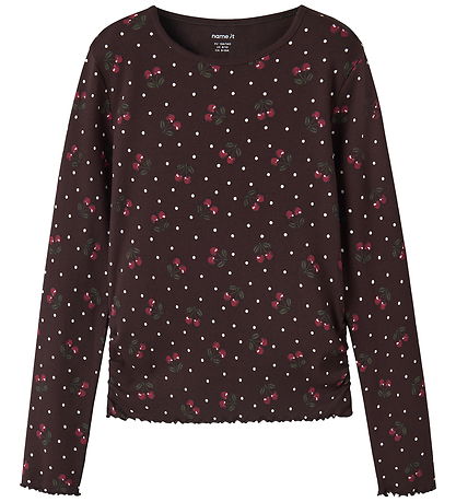 Name It Bluse - Rib - NkfVemia - Chocolate Plum/Cherry