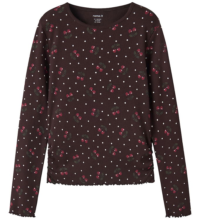 Name It Bluse - Rib - NkfVemia - Chocolate Plum/Cherry