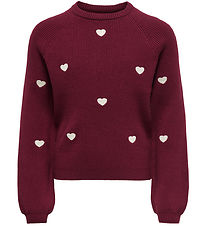Kids Only Sweatshirt - Strik - KogDana - Cabernet/EMB Tofu/Heart