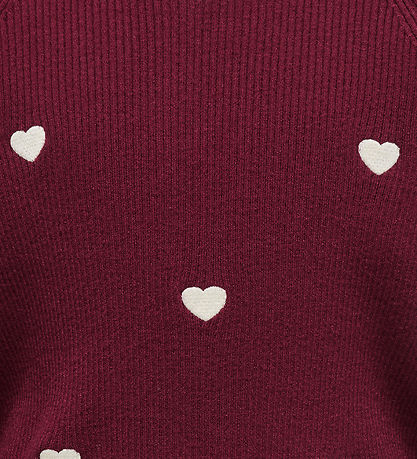 Kids Only Sweatshirt - Strik - KogDana - Cabernet/EMB Tofu/Heart
