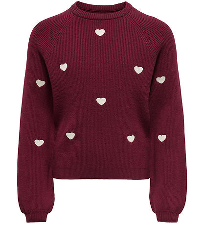Kids Only Sweatshirt - Strik - KogDana - Cabernet/EMB Tofu/Heart