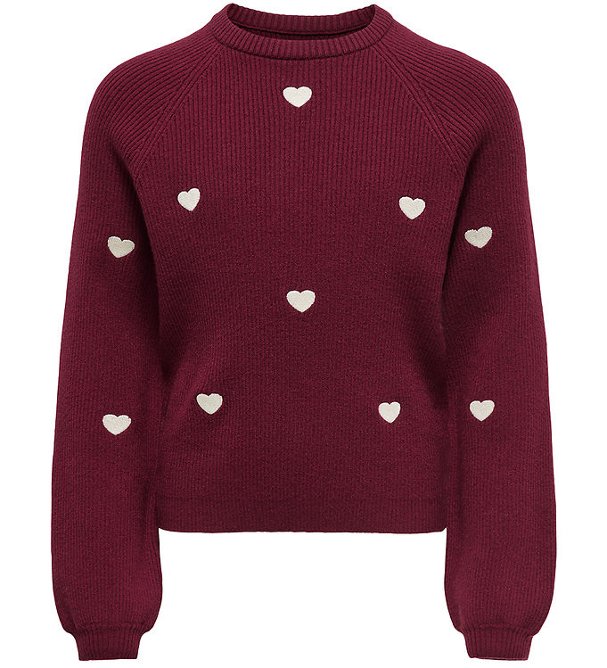 Kids Only Sweatshirt - Strik - KogDana - Cabernet/EMB Tofu/Heart