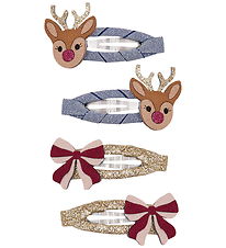 Mimi & Lula Hårspænder - 4-Pak - Rudolph and Bow Christmas