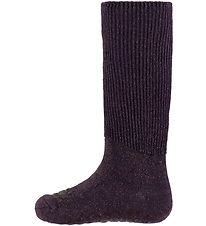 GoBabyGo Skridsikre Strømper - Glitter - Bambus - Dark Purple