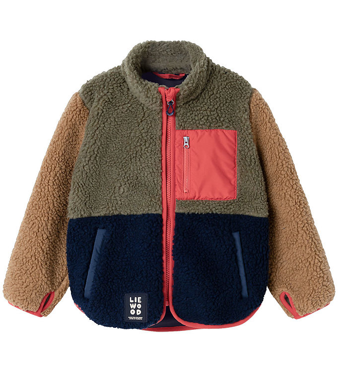 Liewood Fleecejakke - Teddy - Nolan Pile - Army Brown/Multi Mix