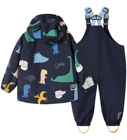 LieWood Regntøj m.Seler - Manu - Dino Roar/Classic Navy