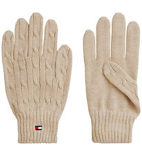 Tommy Hilfiger Handsker - Cable Strik - Gentle Gold Heather Beig