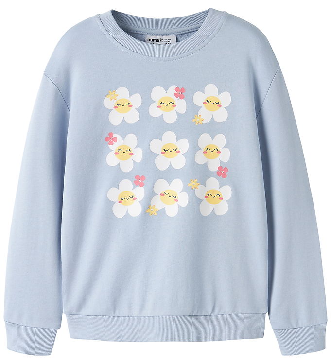 Name It Sweatshirt - NmfVasacha - Subdued Blue/Happy Flowers