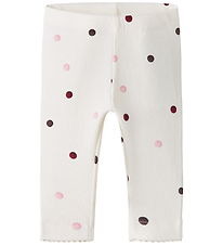 Name It Leggings - Rib - NbfNutti - Antique White/Dot